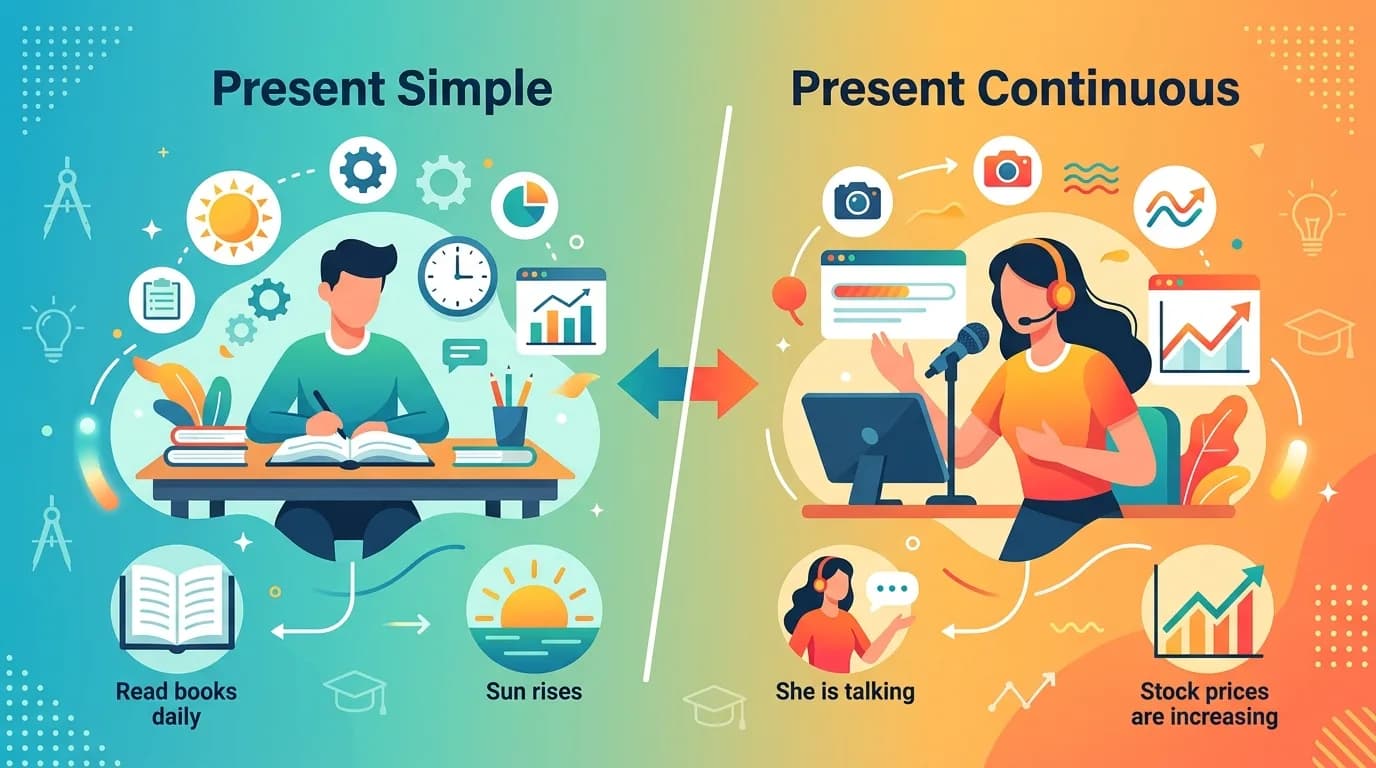 Thì Hiện Tại Đơn Và Hiện Tại Tiếp Diễn: Cách Dùng Đúng Trong Bài Thi PTE