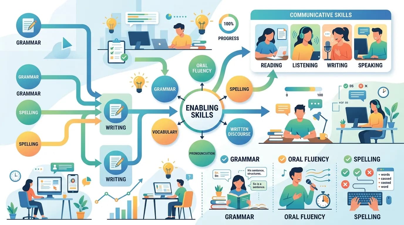 Enabling Skills PTE là gì và cách cải thiện điểm Grammar, Fluency, Spelling?